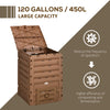 Outdoor Compost Bin, 120 Gallon (450L) Garden Composter with 80 Vents and 2 Sliding Doors, Fast Creation of Fertile Soil, Brown