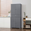 71" Freestanding Kitchen Pantry Cabinet with 2 Large Double Door Cabinets  and 1 Center Drawer, Grey