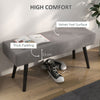 39 Inches Upholstered Bedroom Bench, Modern End of Bed Bench with Steel Legs, Gray