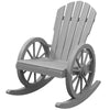 Wooden Rocking Chair, Adirondack Rocker Chair w/ Slatted Design and Oversized Back, for Porch, and Garden, Gray