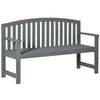56" Wood Garden Bench Chair, 2-Seat Outdoor Bench Porch Loveseat with Backrest & Arm Rests for Patio, Porch, Poolside, Balcony, Gray