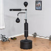 Punching Bag with Stand Heavy Duty Boxing Set Sports Black 34.75"L x 19.75"W x 63"-90.5"H PU