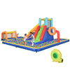 6 in 1 Kids Inflatable Bounce House with Slide, Pool, Climbing Wall, Water Cannon, Basketball Hoop, Football Stand