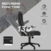 6 Point Vibrating Heated Massage Office Chair, Linen High Back Office Desk Chair, Reclining Backrest, Padded Armrests & Remote, Black