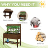 41" Raised Garden Bed Mobile Elevated Wooden Planter Box Stand with Wheels, Trellis and Storage Shelf, Dark Brown