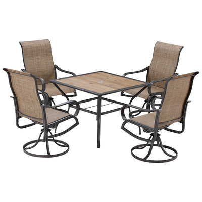 5-Piece Patio Dining Set, 4 Swivel Rocker Chairs and 37