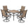 5-Piece Patio Dining Set, 4 Swivel Rocker Chairs and 37" x 37" Dining Table Furniture Set with Umbrella Hole, Brown