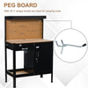 Multipurpose Work bench, Workshop Tools Table with Drawer, Peg Board Storage Cabinet with Keys, Black