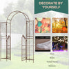 7' Garden Arbor, Garden Arch Metal with Gate, Latching Doors, Shelves for Climbing Vines, for Wedding, Bridal Party, Brown