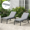 2 Patio Chaise Lounge Chair Cushions with Backrests, Replacement Patio Cushions with Ties, Lounge Chair, Gray