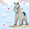 Kids Rocking Horse, Plush Baby Ride on Horse Toddler Rocker for 36-72 Months, Boys Girls Gift, Gray/White