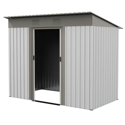 7' x 4' Metal Garden Shed, Backyard Tool Storage Shed with Dual Locking Doors, 2 Air Vents and Steel Frame, Silver