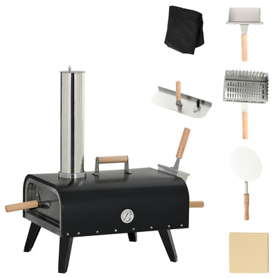 Pellet Wood Fired Pizza Oven, Outdoor Pizza Maker with 12