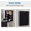 Wall Mounted Fold Out Convertible Desk, Multi-Function Floating Desk with Storage Shelf for Home Office, Espresso Brown