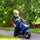 Kids Motorcycle with Training Wheels, Roaring Engine Design Ride-on Toy for 3-8, High-Traction Mini Motorbike for Kids at 3.7 Mph Speed, Blue