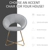 Modern Accent Velvet Chair Open Curved Mid-Back Upholstered Vanity Chair with Gold Plating Metal Legs for Living Room/Office/Reception, Grey