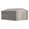 11' x 13' Metal Storage Shed Tin Garden Shed with Double Sliding Doors, 4 Air Vents for Backyard, Patio, Lawn Light Gray