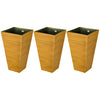 Set of 3 Tall Planters, 22" Outdoor Planter with Drainage Holes, Plastic Flower Pots for Outdoor, Indoor, Brown