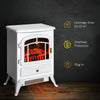 Electric Fireplace Heater, White Fireplace Stove with Realistic LED Log Flames and Overheating Safety Protection, 750/1500W