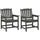 2 Pieces HDPE Outdoor Chair, Garden Chair Set with Armrests and Slatted Back for Patio, Lawn, Poolside, Gray