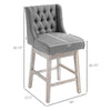 Swivel Bar Stools Set of 2, 27" Counter Height Stools with Linen Upholstery and Button Tufted Design for Kitchen