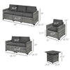 Patio Furniture Set, Cushions, Sofa, Storage Table, Gray