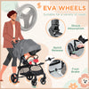 Lightweight Baby Stroller, Toddler Travel Stroller with One Hand Fold, Compact Stroller with Storage Basket, Cup Holder, Sun Canopy, Grey