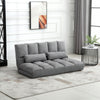 Convertible Bed Sofa, Folding Sofa Chair, Guest Chaise Lounge with 2 Pillows, Adjustable Backrest and Headrest, Light Grey