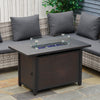 43" Propane Gas Fire Pit Table, 50,000BTU Wicker Auto Ignition Gas Firepit with Glass Wind Guard, Blue Glass Rock and Lid, CSA Certification