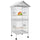 Wrought Metal Bird Cage Feeder with Rolling Stand Perches Food Containers Doors Wheels 67" H, White
