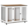 41.75" x 23.5" Wooden Dog Crate, Dog Cage with Wheels & Big Tabletop, Indoor Dog Crate Furniture with Lockable Door, White