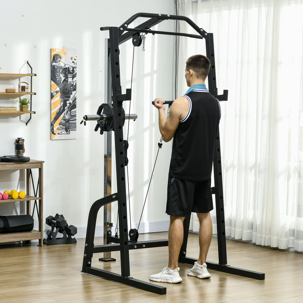 Power Cage Power Rack with 15-Level Squat Rack, Cable Pulley System, P