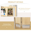 4 Panel Room Divider with Photo Frames and Cardstocks, Indoor Wood Portable Folding Privacy Screens, Natural