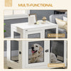37" Dog Crate Furniture with Water-Resistant Cushion & Double Doors, Dog Cage End Table for Large Dogs, White