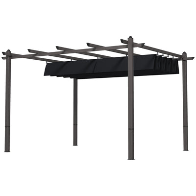 10' x 13' Retractable Pergola Canopy, Aluminum Pergola Sun Shade Shelter for Garden, Patio, Backyard, Deck, Gray
