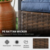 3 Piece Rocking Bistro Set, Outdoor Wicker Patio Conversation Set with Rockers, Table, Cushions, for Garden, Dark Blue