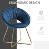 Modern Accent Velvet Chair Open Curved Mid-Back Upholstered Vanity Chair with Gold Plating Metal Legs for Living Room/Office/Reception, Blue