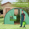 Tunnel Greenhouse Walk-in Plant Warm House with 2 Hinged Doors, 8 Mesh Windows, 19.7' x 10' x 6.6', Green