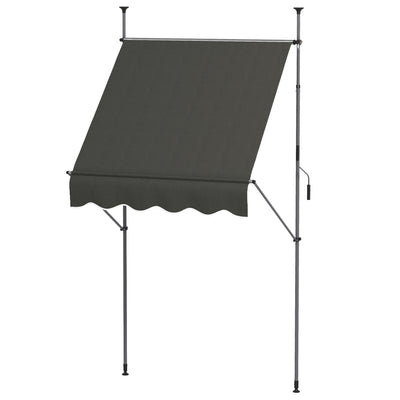 5' x 4' Manual Retractable Awning, Non-Screw Freestanding Patio Awning, UV Resistant, for Window or Door, Dark Gray