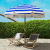 6.2' Beach Umbrella for Travel, Vent, Ruffles, Carry Bag, Portable Outdoor Umbrella for Garden, Blue
