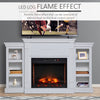 Electric Fireplace Freestanding 1400W Artificial Flame Effect with Detachable Side Cabinets Wood Cream White