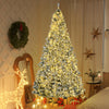 9' Prelit Artificial Flocked Christmas Trees, with Snow Frosted Branches, Warm White LED Lights, Auto Open