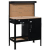 Multipurpose Work bench, Workshop Tools Table with Drawer, Peg Board Storage Cabinet with Keys, Black