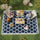 Reversible Outdoor RV Rug, 9' x 12' Patio Floor Mat, Plastic Straw Rug for Backyard, Deck, Picnic, Beach, Camping, Blue & White