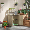 Outdoor Wooden Potting Bench with Storage Cabinet, Shelf, Galvanized Plated Tabletop for Backyard, Balcony, Natural