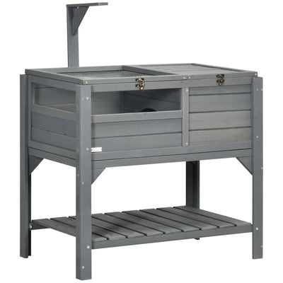 Tortoise Habitat with Shelf Storage, Tortoise Enclosure with Weather Protection, Reptile Enclosure with Tray, Light Support Frame, Grey