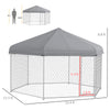 13.4' x 11.5' x 8.8' Dog Kennel Outdoor for Medium and Large-Sized Dogs with Waterproof UV Resistant Roof, Silver