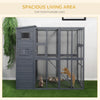 Large Wooden Outdoor Cat House with Large Run for Play  Catio for Lounging  and Condo Area for Sleeping  Grey
