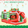 4-in-1 Kids Inflatable Bounce House Christmas Jumping Castle with Pattern, Includes Trampoline, Pool, Slide, Climbing Wall and Air Blower