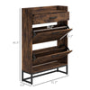 Slim Shoe Storage Cabinet, Shoes Cabinet Organizer with 2 Flip Drawers, Adjustable Shelves for 12 Pair, Rustic Brown